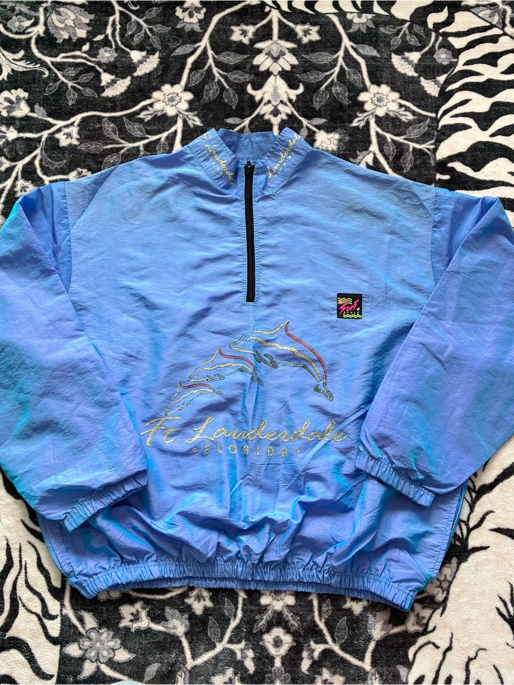 000 - VINTAGE 90s SURF STYLE FT FORT LAUDERDALE FLORIDA WINDBREAKER JACKET